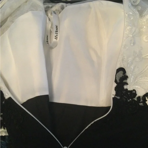 JJs House Black and White Gown with Bateau Neckline - Picture 12 of 14